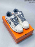 Nike SB Dunk Low LV Print Sneakers in White Grey 2607ND1603A13 - product image from the listing.
