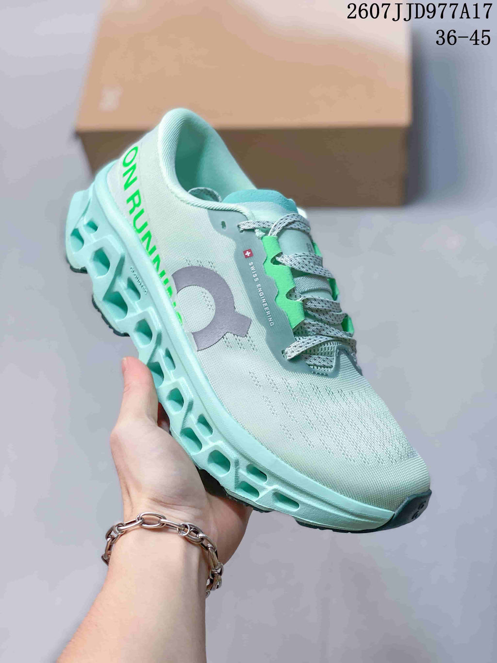 On Cloudmonster Void Running Sneakers in Mint Green 2607JJD977A17 - product image from the listing.