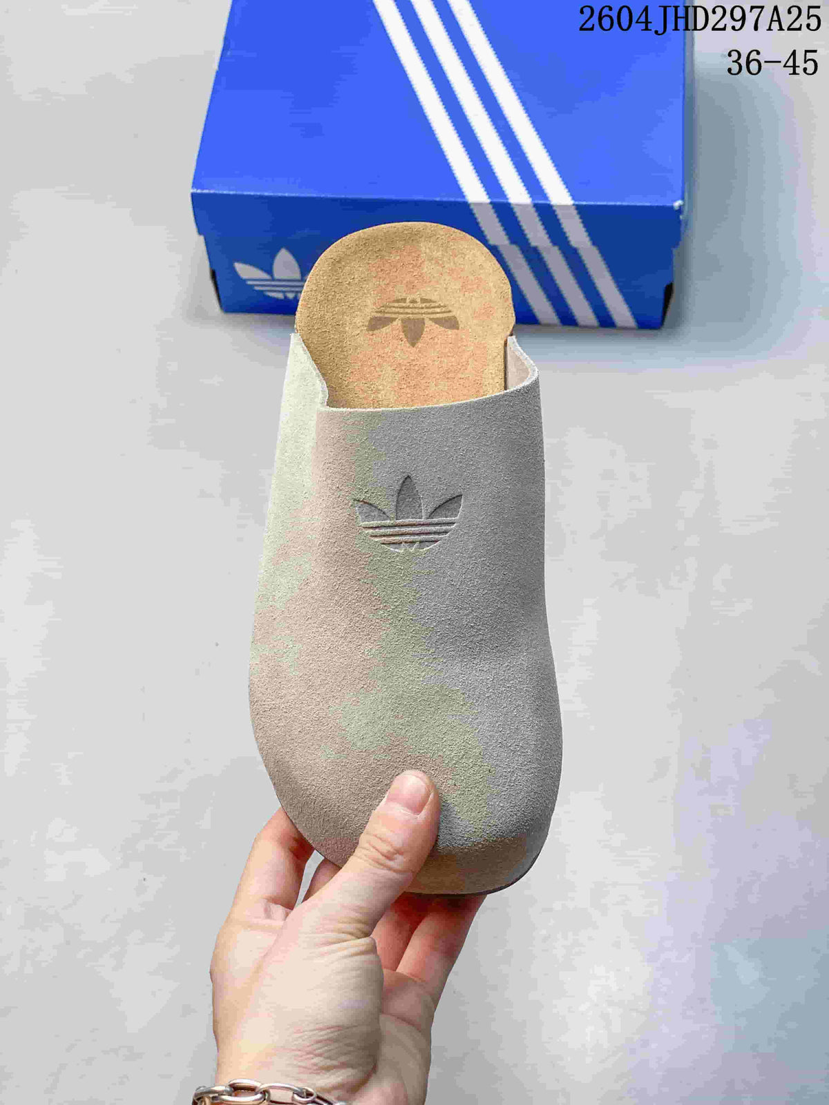 adidas Adimule Suede-Textured Mule Slides in Beige IH690 - product image from the listing.
