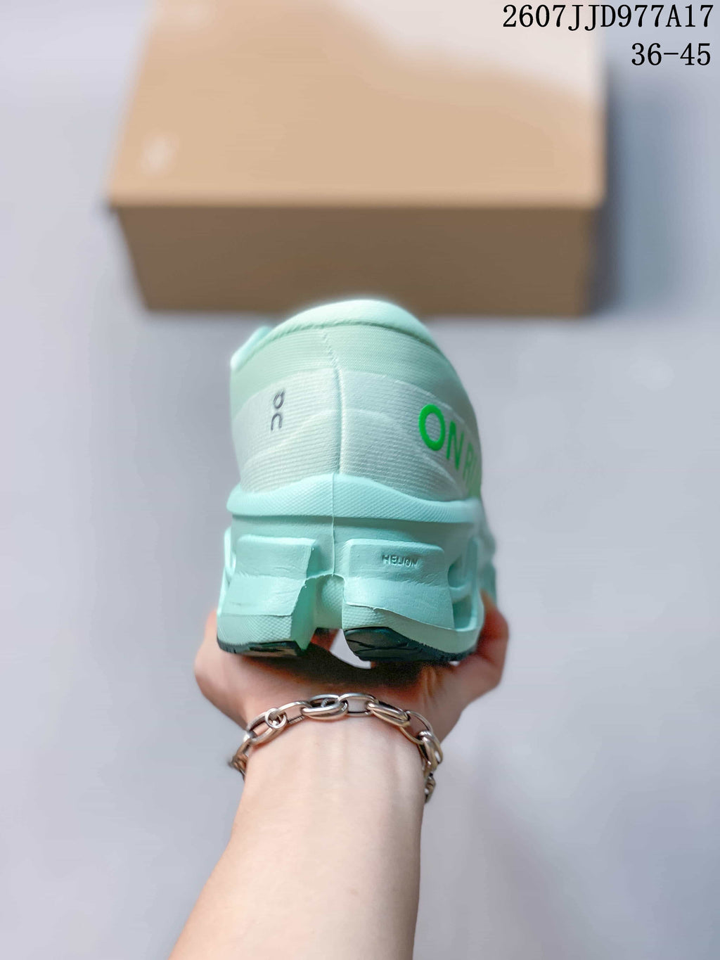 On Cloudmonster Void Running Sneakers in Mint Green 2607JJD977A17 - product image from the listing.