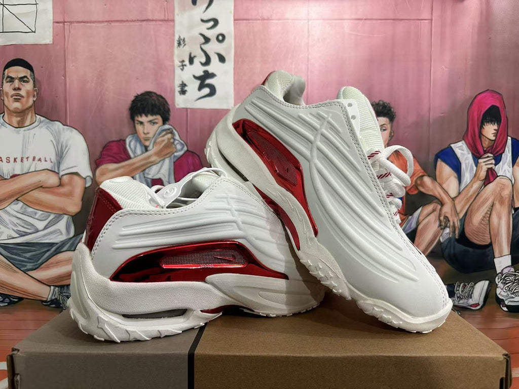 White and Red Sculpted Trainers - product image from the listing.
