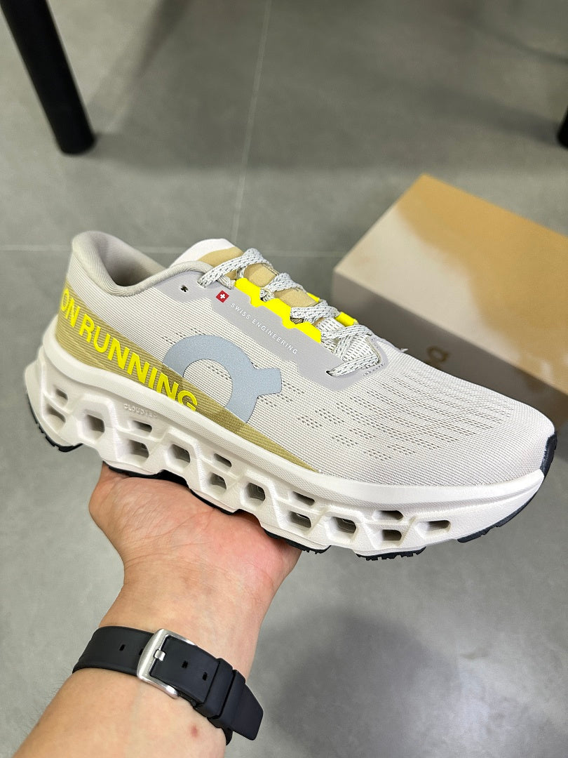 On Running Cloudmonster Running Shoes, in Ivory Yellow - product image from the listing.