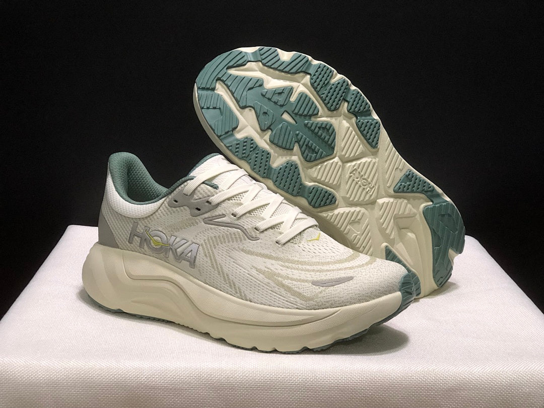 HOKA Arahi 8 Shoes for Running in Cream and Sage - product image from the listing.