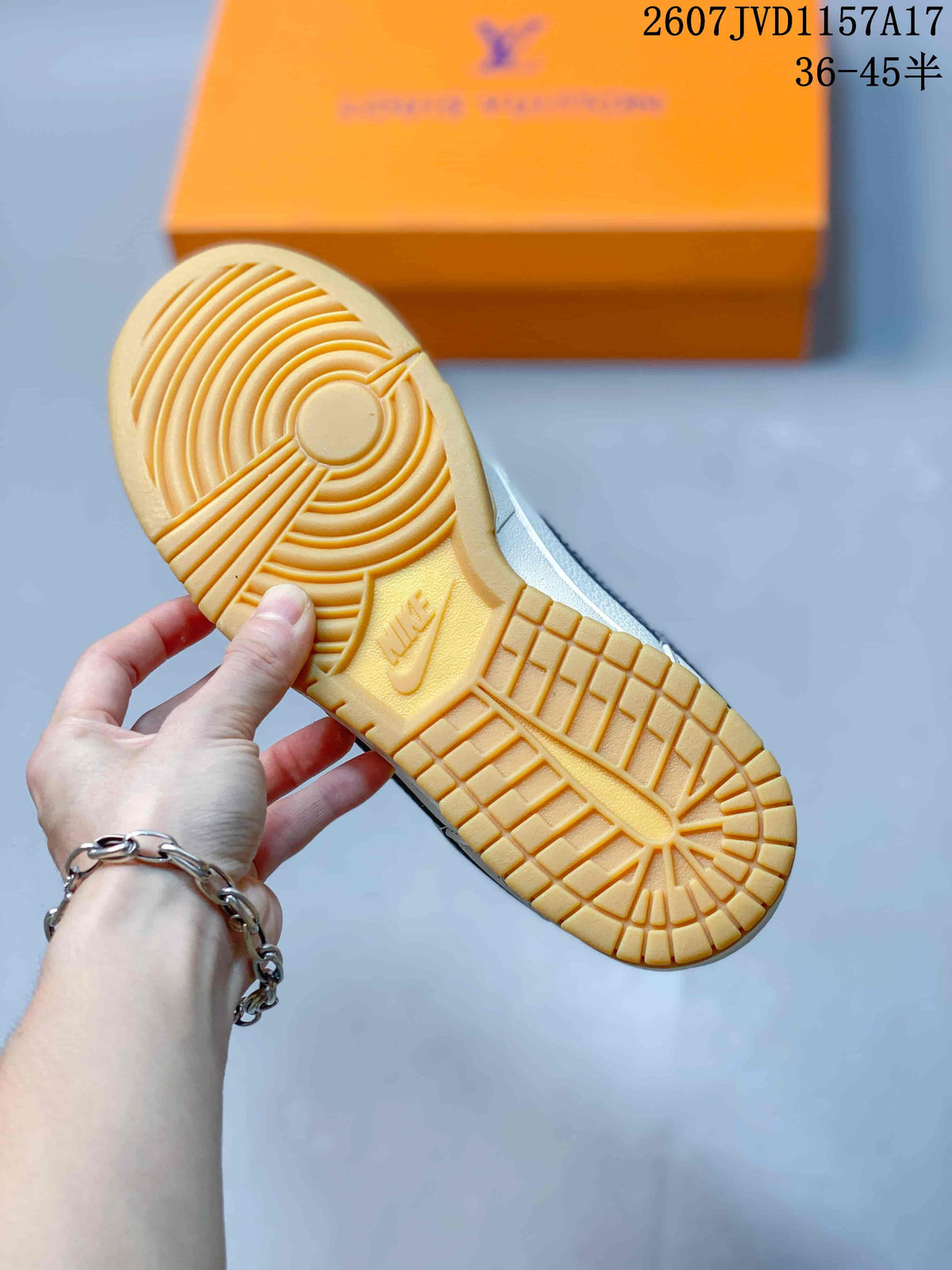 Louis Vuitton x Nike Dunk Low Sneakers in White Navy - product image from the listing.