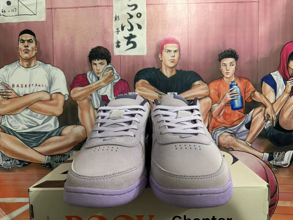 Gray and Purple Nike Dunk Low Sneakers - product image from the listing.