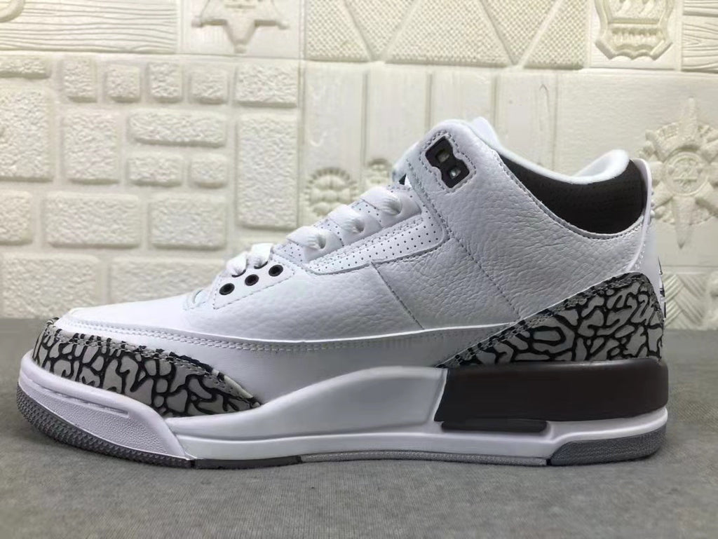 Air Jordan 3 Women's White Brown Sneakers DH3434-110 - product image from the listing.