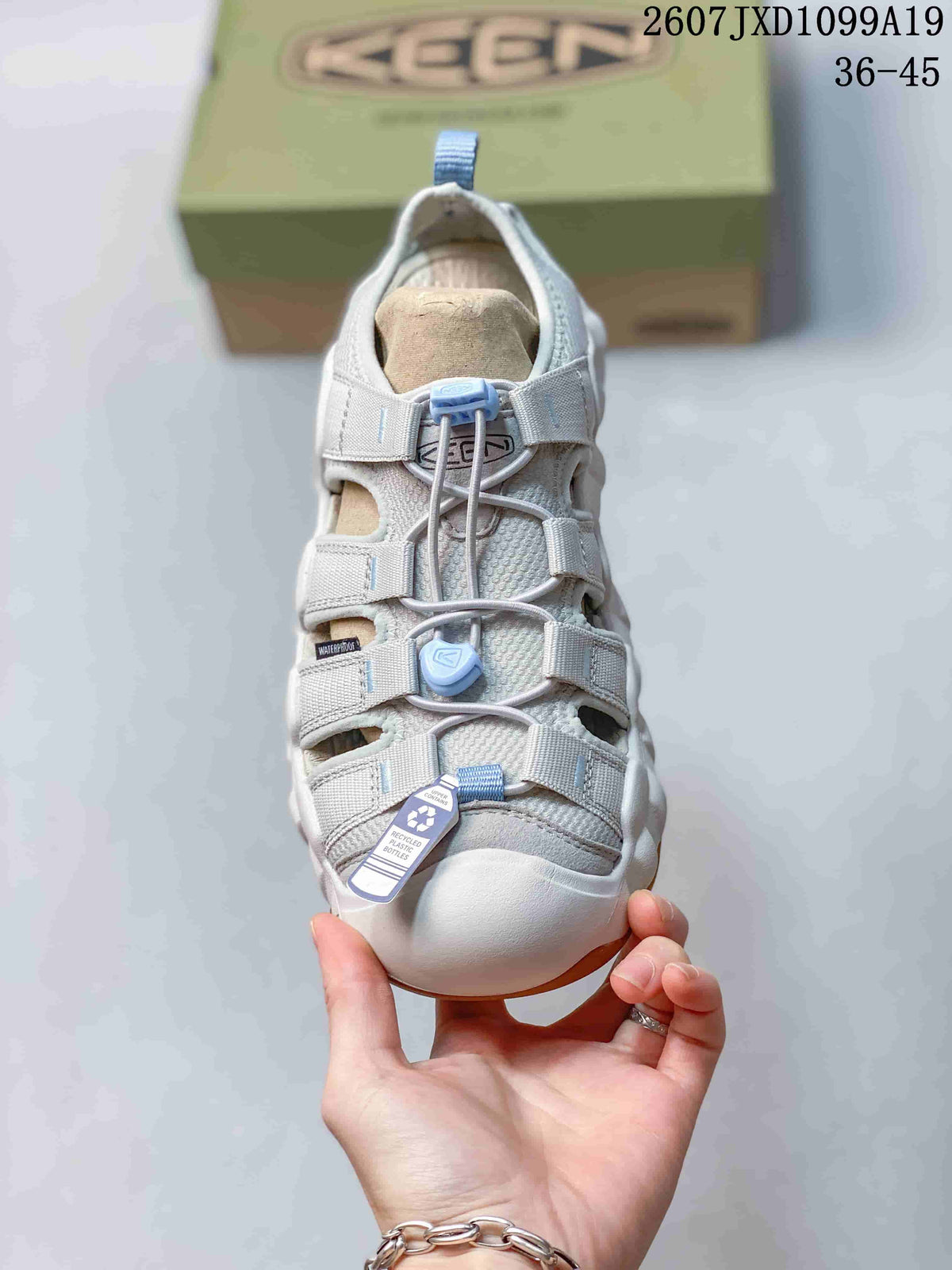 KEEN Astoria West Closed-Toe Sandals in White Gray 2607JXD1099A19 - product image from the listing.