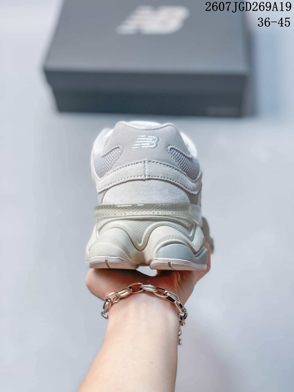 New Balance 9060 Trainers White with Mint Accents - product image from the listing.