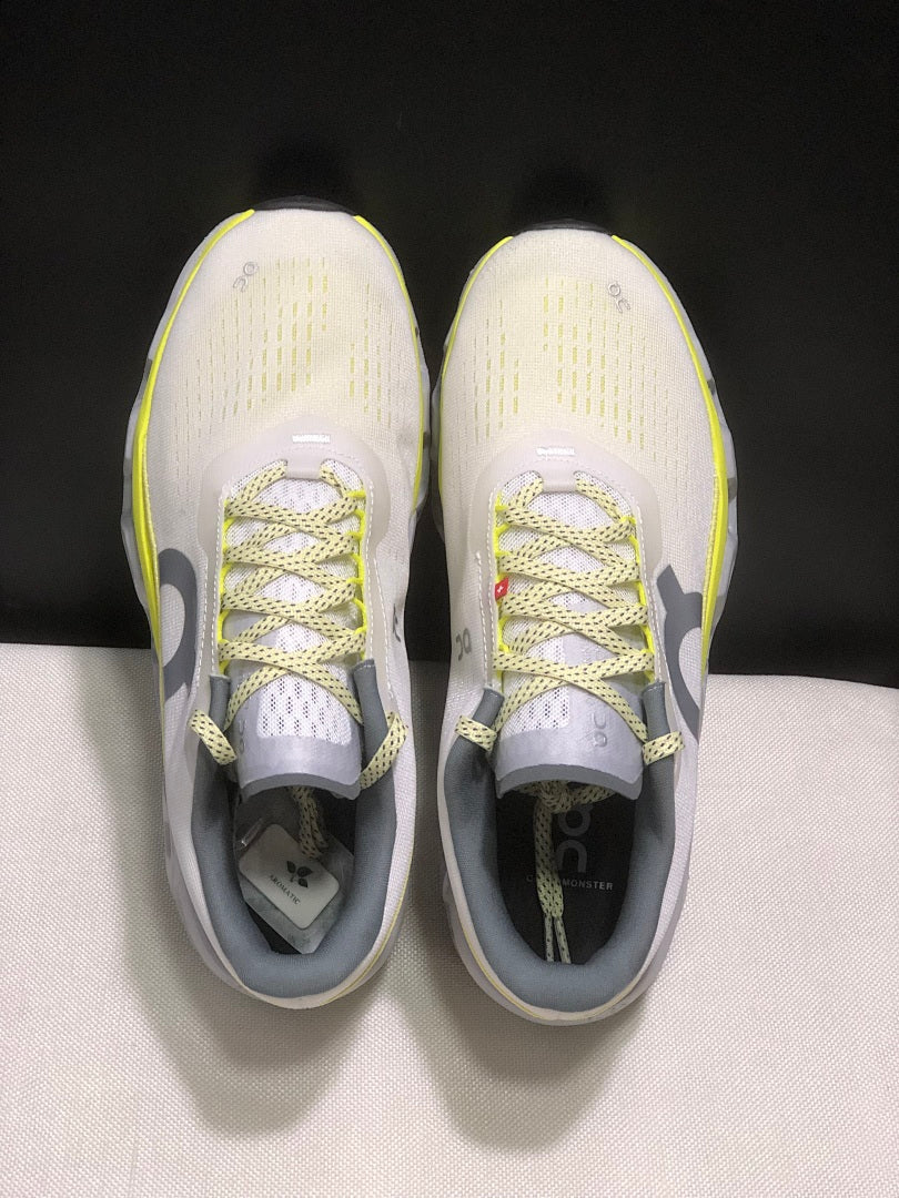 On Cloudmonster 2 Running Shoes, in Lime and White - product image from the listing.