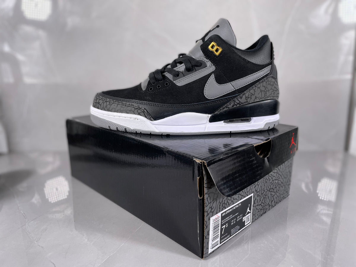 Air Jordan 3 Retro Sneakers in Black and Grey - product image from the listing.