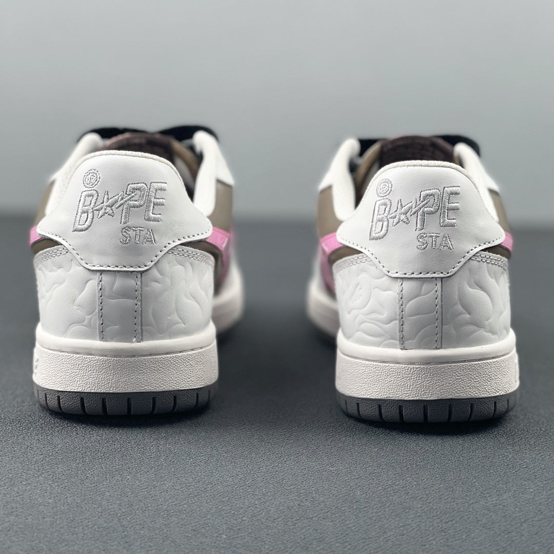 BAPE Sk8 Sta Low-Top Sneakers in White, in Taupe and Pink - product image from the listing.