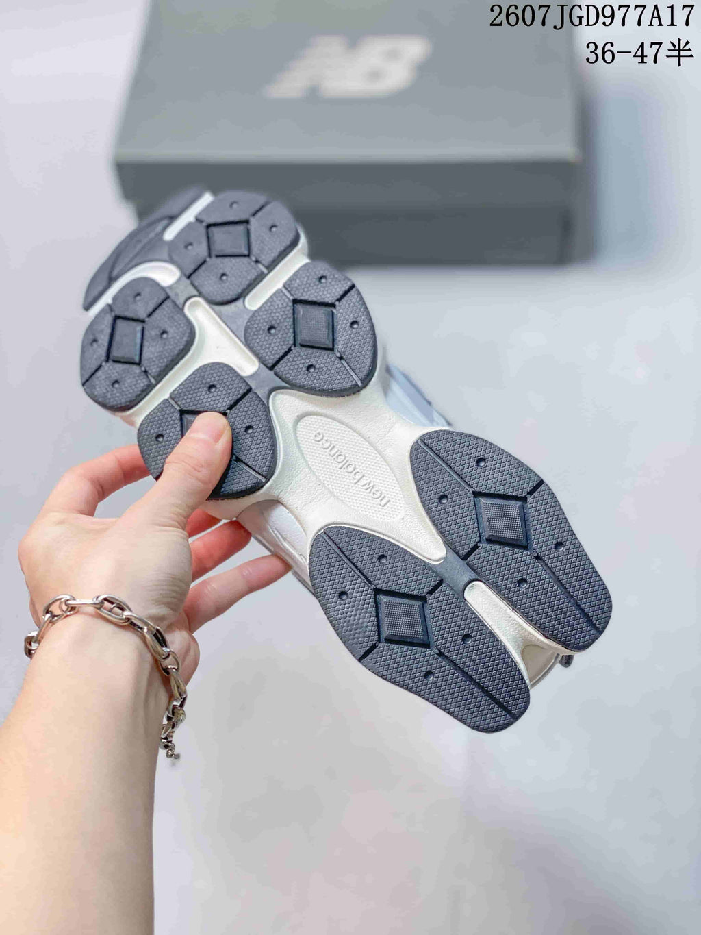 New Balance 9060 Grey White Mule Trainers - product image from the listing.