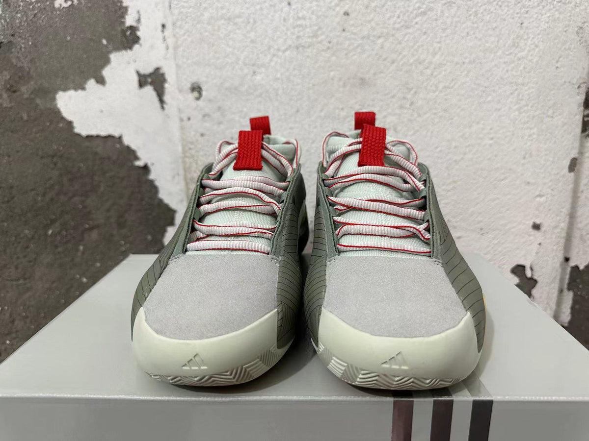 Adidas Harden Vol. 8 Basketball Shoes, in Gray and Red - product image from the listing.