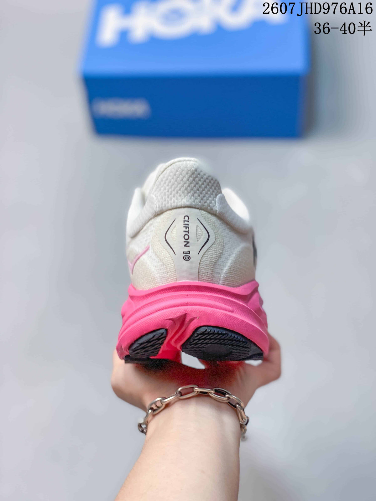 HOKA Clifton 10 Sneakers in White Pink 07JHD976A16 - product image from the listing.