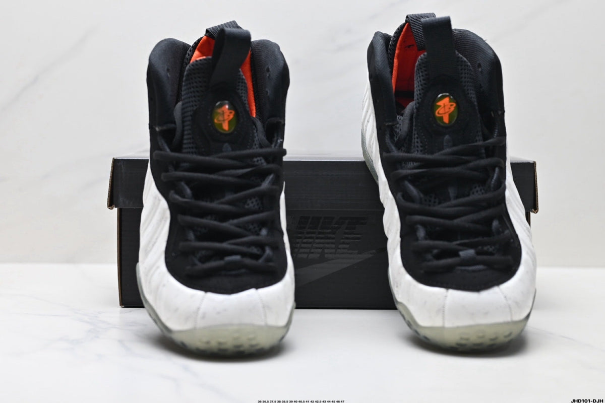 Nike Air Foamposite One Penny Sneakers in Black White Orange - product image from the listing.
