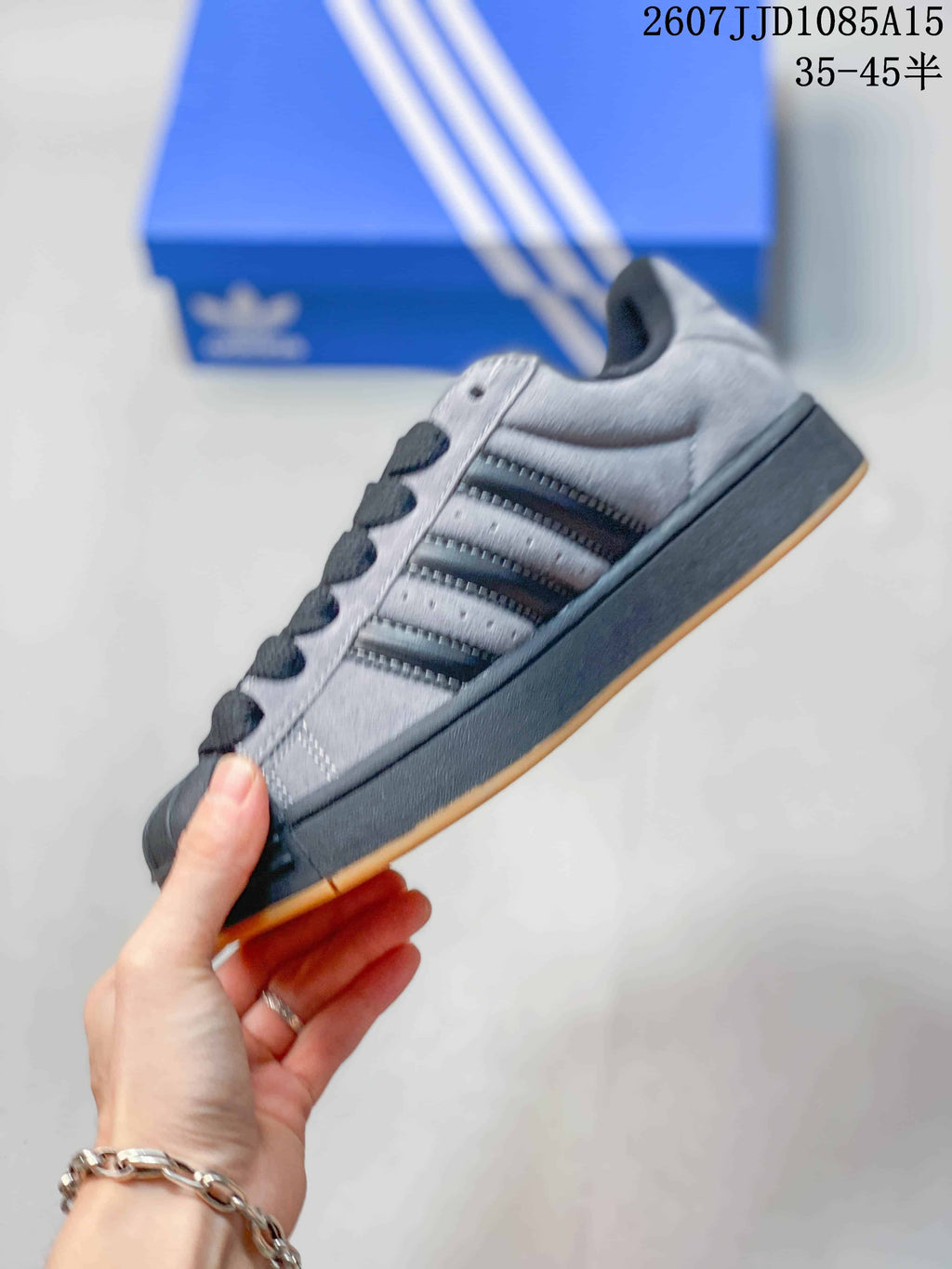 Adidas Superstar XLG Sneakers in Grey Black JR7444 - product image from the listing.