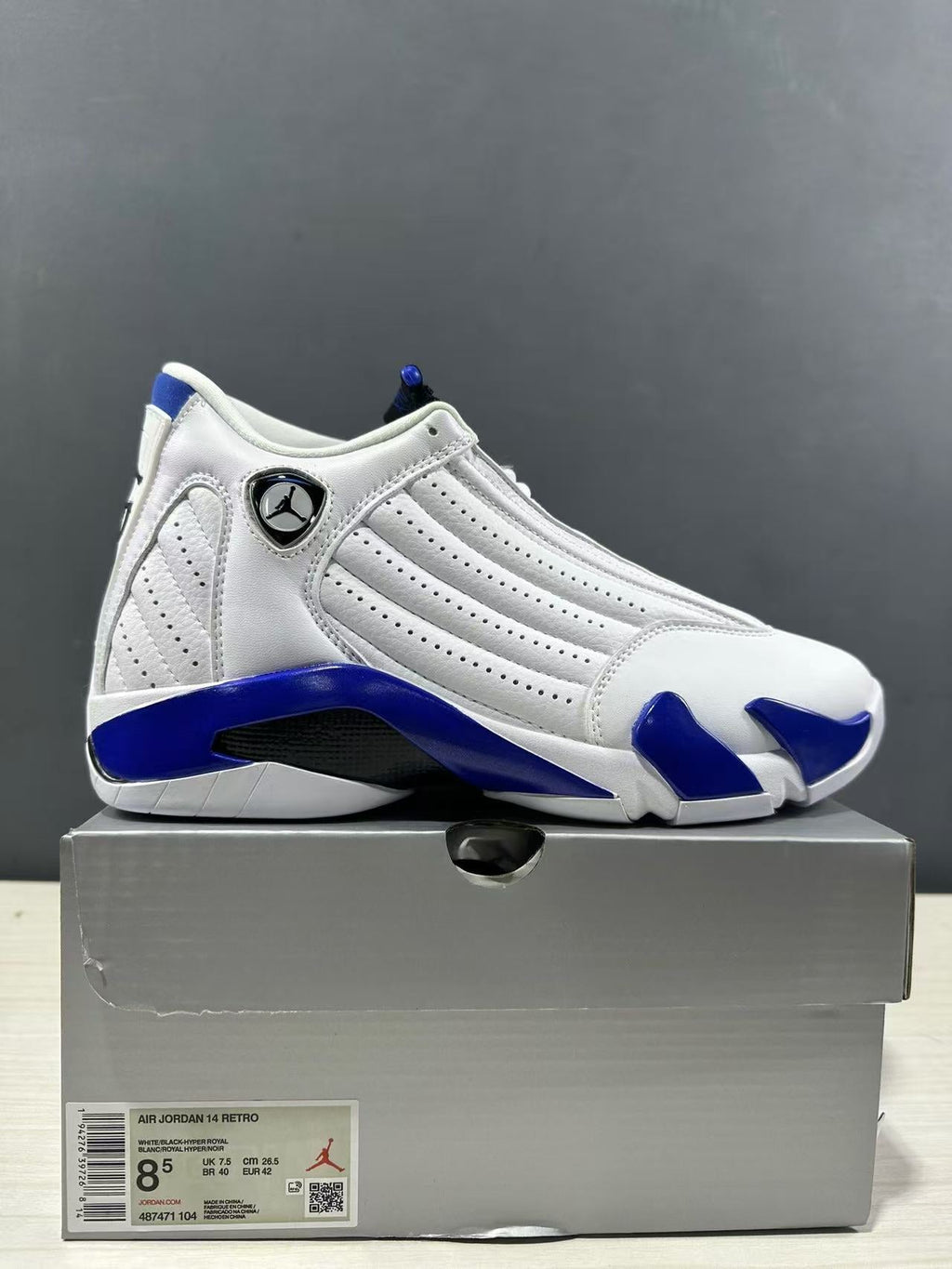 Air Jordan 14 Hyper Royal White Blue 487471-104 - product image from the listing.