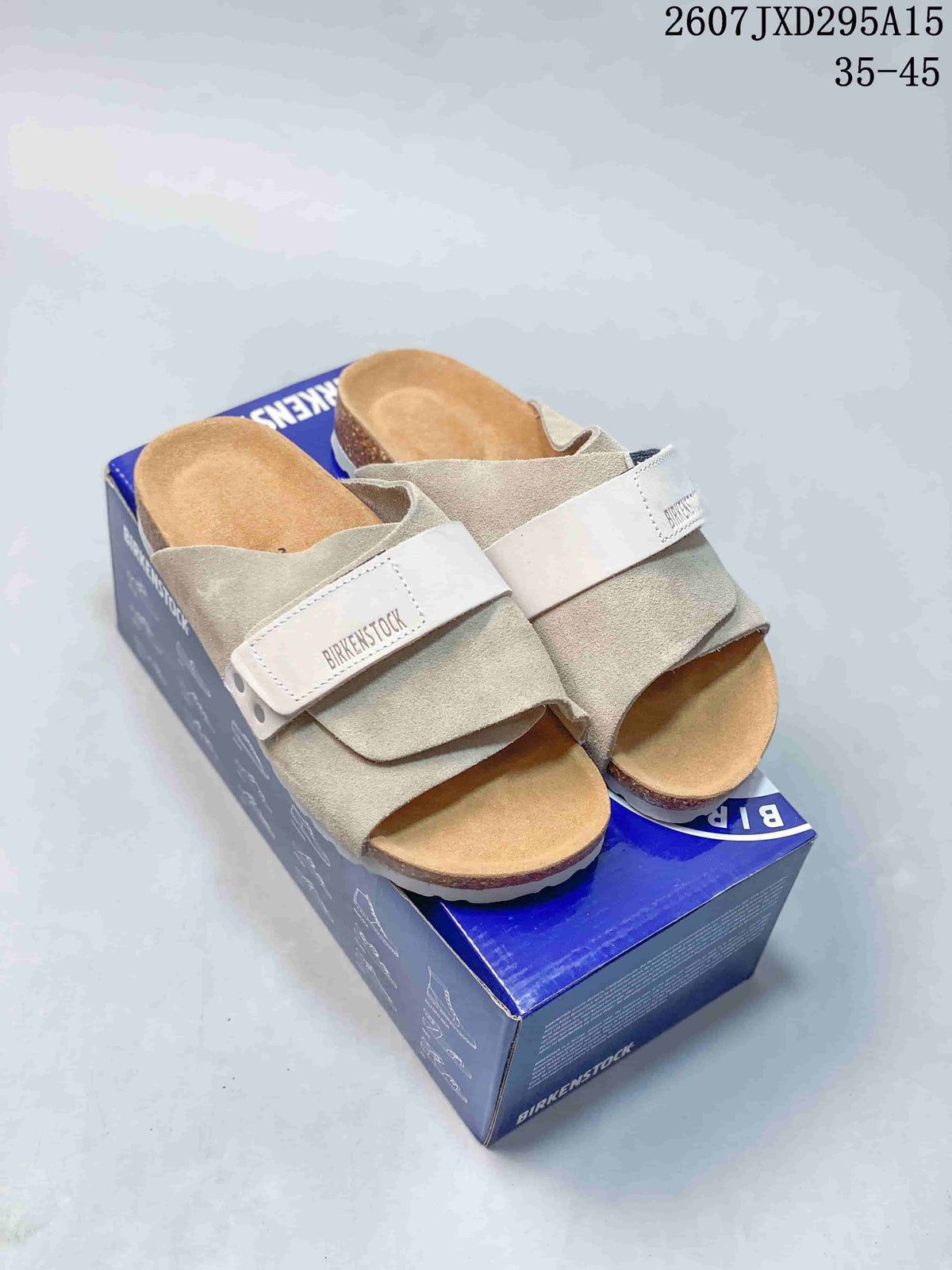 Beige Birkenstock Boston Suede Sandals - product image from the listing.