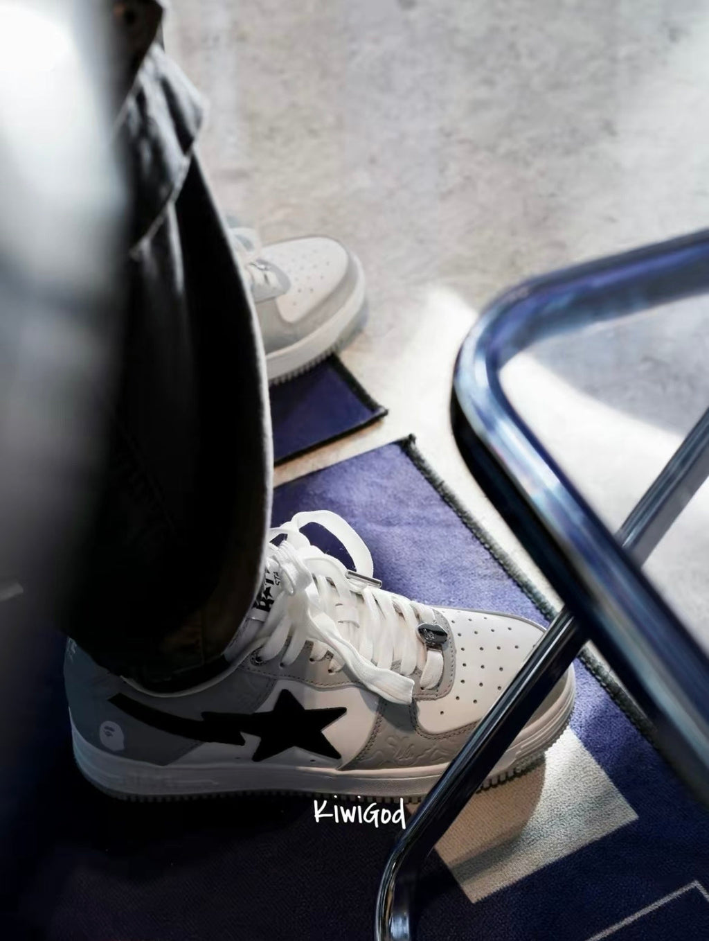 Gray and White BAPE STA Low Sneakers - product image from the listing.