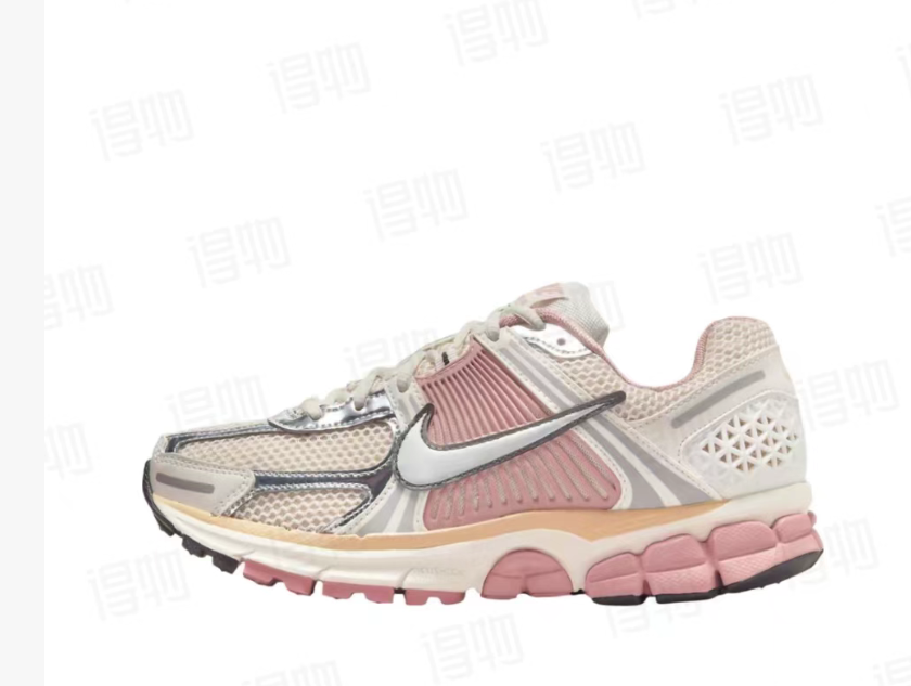 Nike Air Zoom Vomero 5 Running Shoes, in Pink and Cream - product image from the listing.