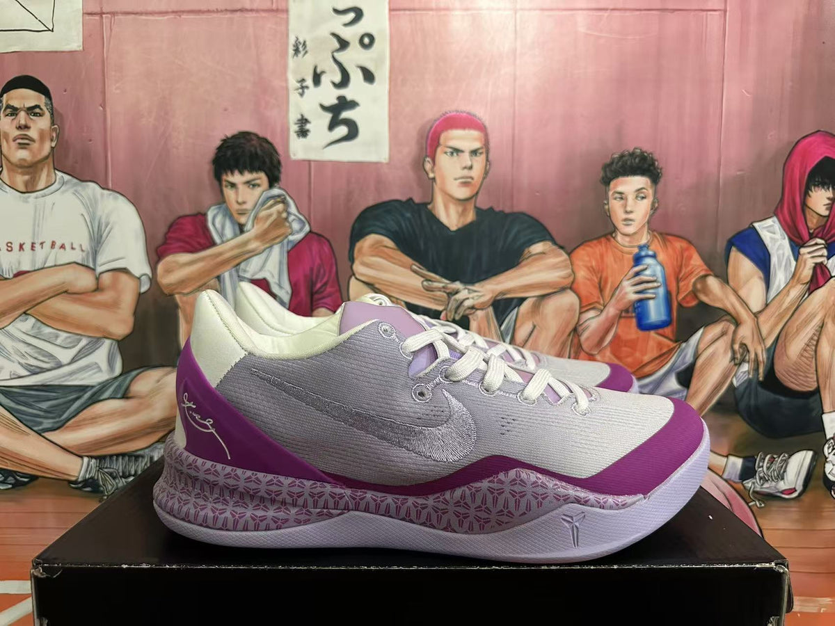 Nike Basketball Shoes in White Purple Red - product image from the listing.