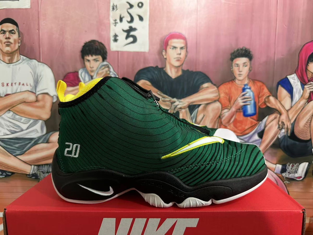 Nike Basketball Sneakers in Green Black Yellow - product image from the listing.