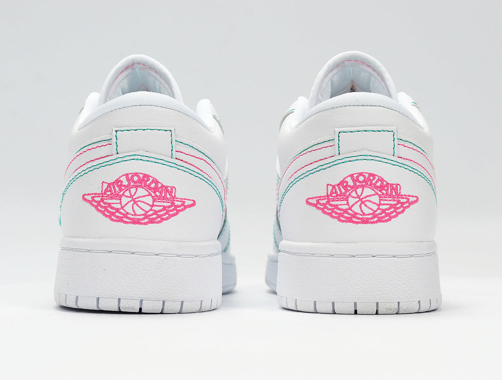 White Pink Sneakers Style - Jordan 1 Low 554723-101 - product image from the listing.