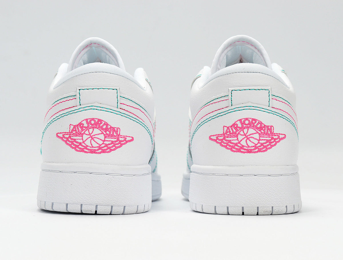 White Pink Sneakers Style - Jordan 1 Low 554723-101 - product image from the listing.