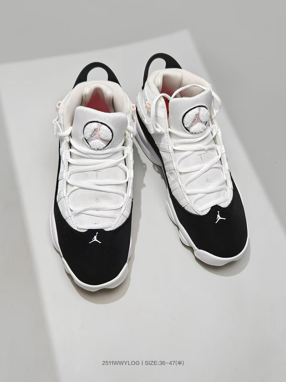 Jordan 8 Sneakers in White Black Pink - product image from the listing.