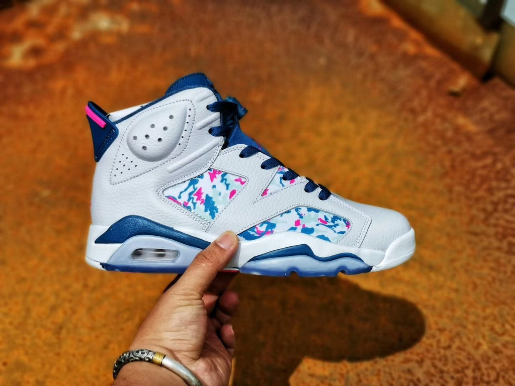 Air Jordan 6 Tie-Dye White Blue Pink Sneakers - product image from the listing.