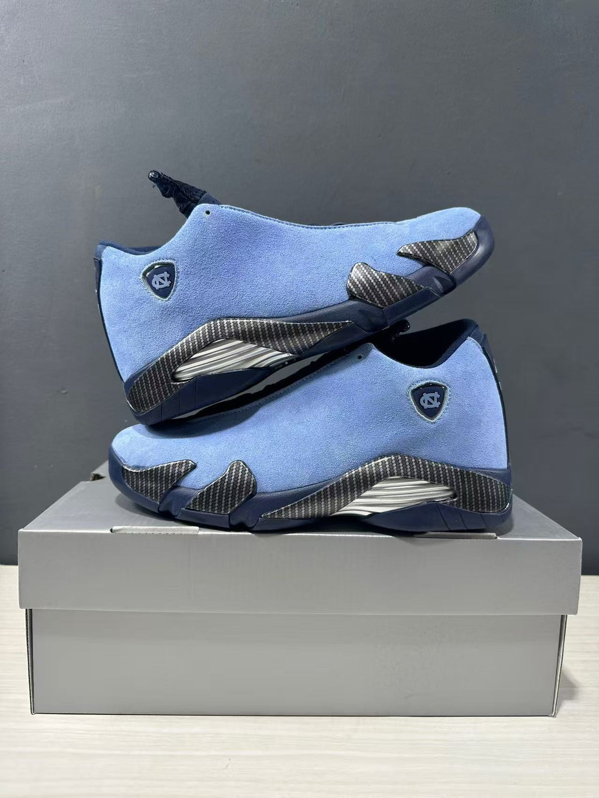 Air Jordan 14 Retro Howard PE Blue Sneakers IF5015-407 - product image from the listing.