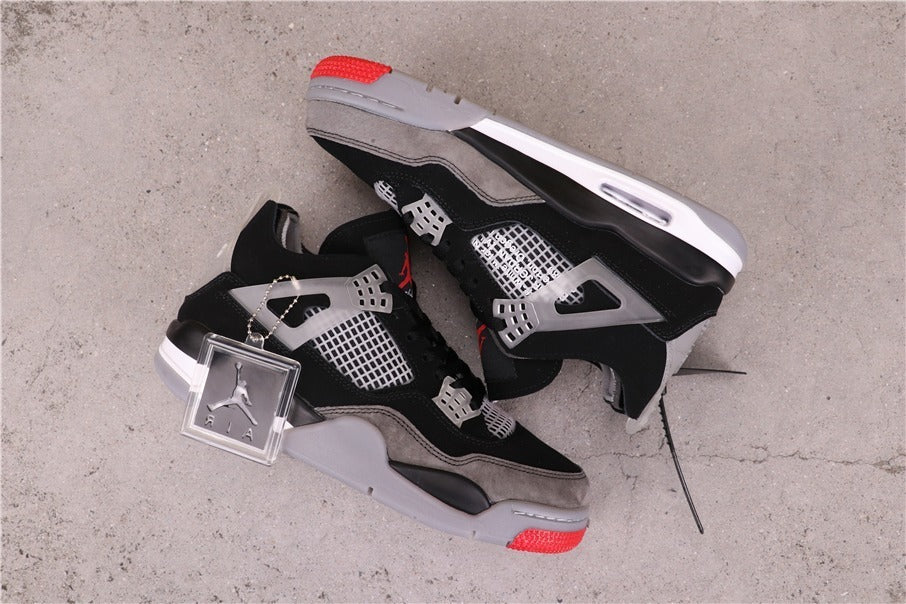 Air Jordan 4 Sneakers in Black Grey Red AQ9129-412 - product image from the listing.