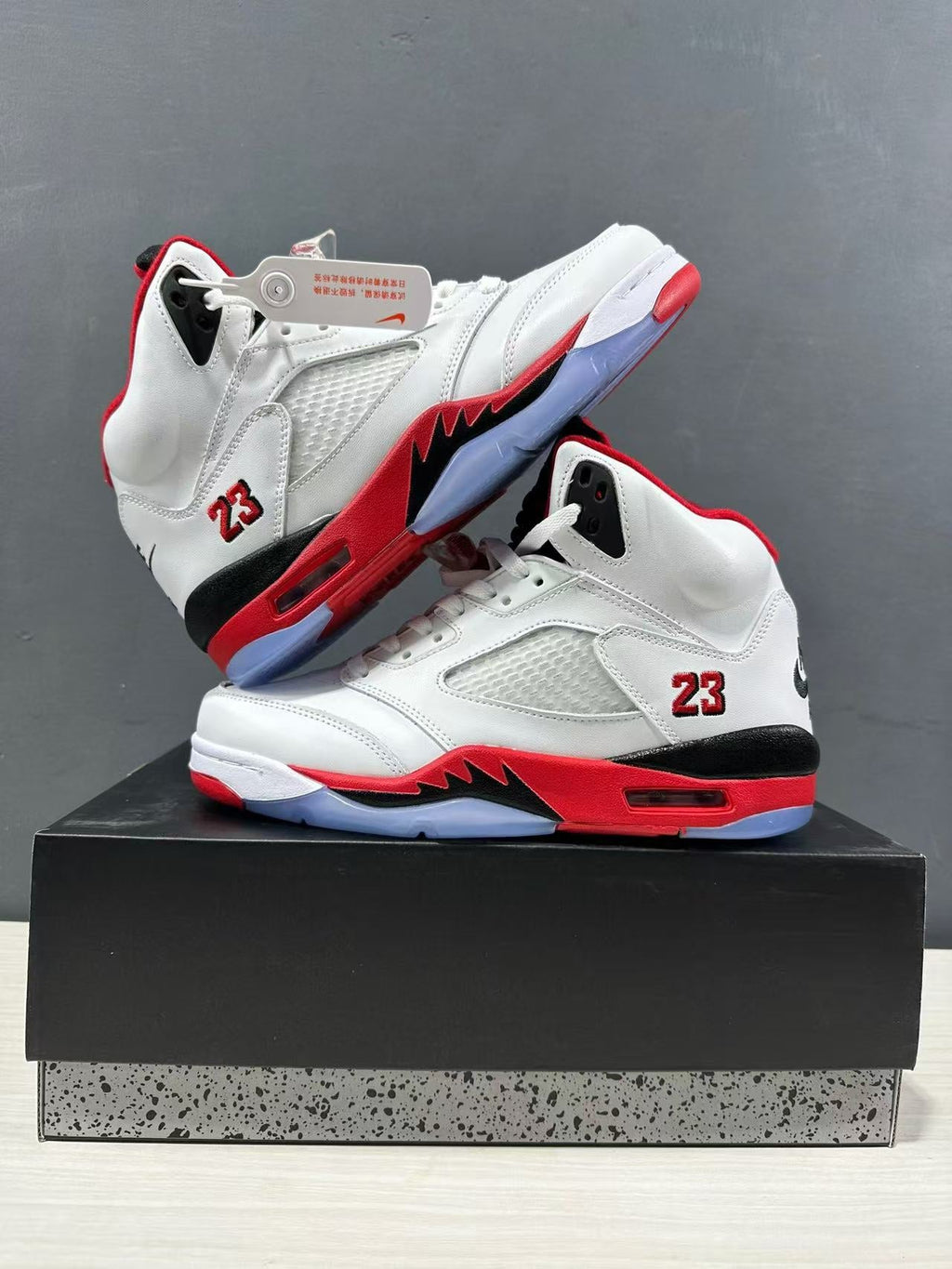 Air Jordan 5 Fire Red White Black HQ7978-101 - product image from the listing.