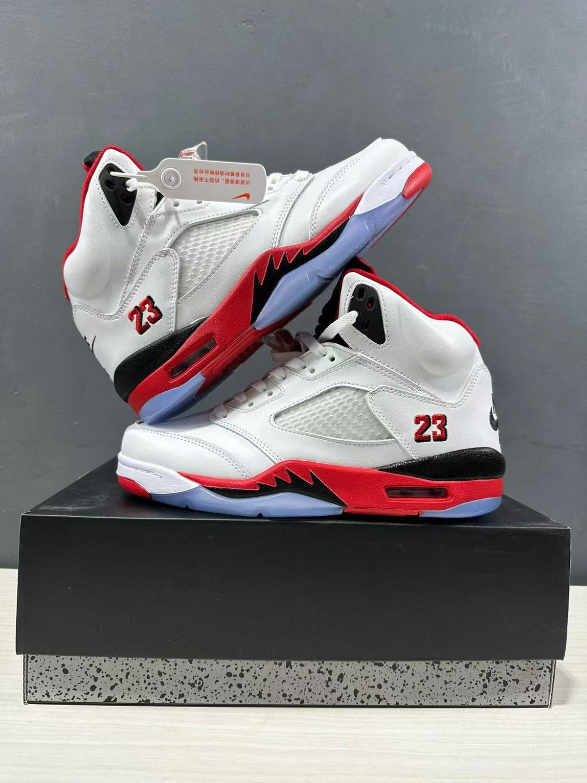 Air Jordan 5 Fire Red White Black HQ7978-101 - product image from the listing.