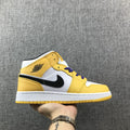 Air Jordan 1 Mid Lakers Sneakers in Yellow and Purple BQ6931-700 - product image from the listing.
