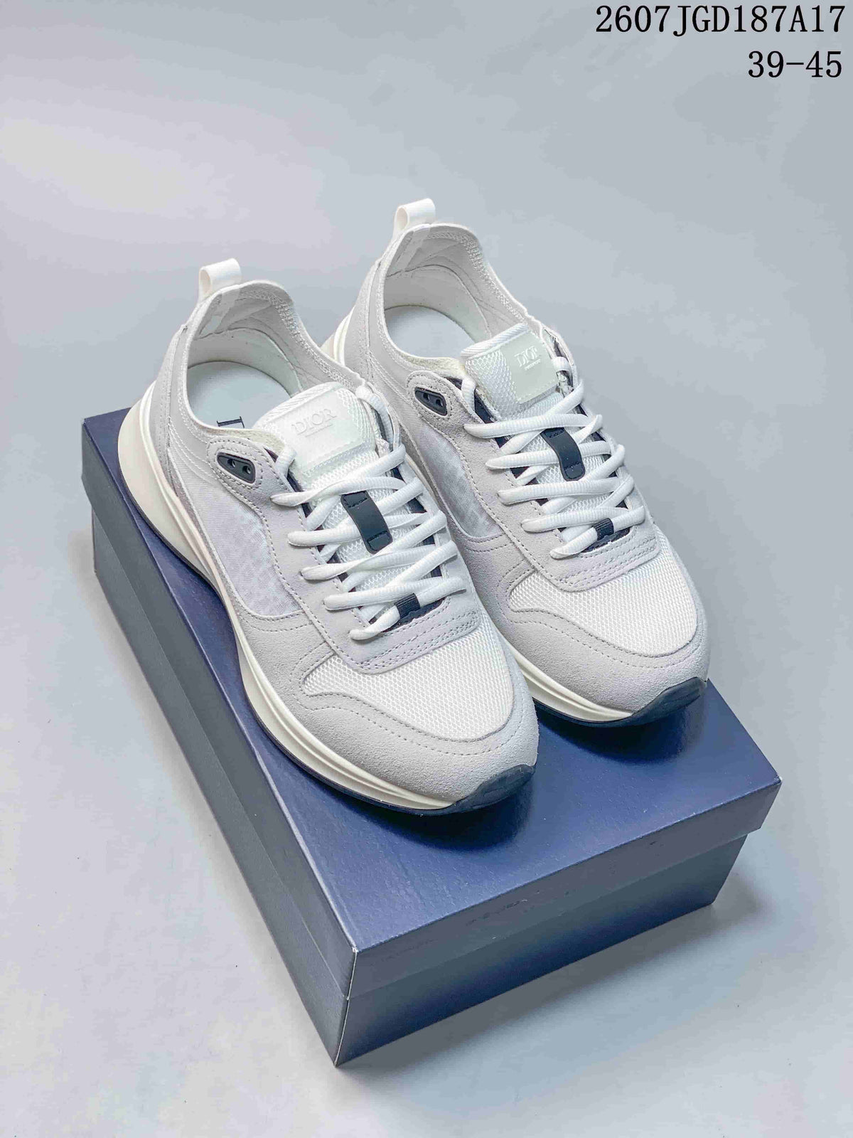 Dior B25 Runner Low-Top Sneakers in White and Gray 2607JGD187A17 - product image from the listing.