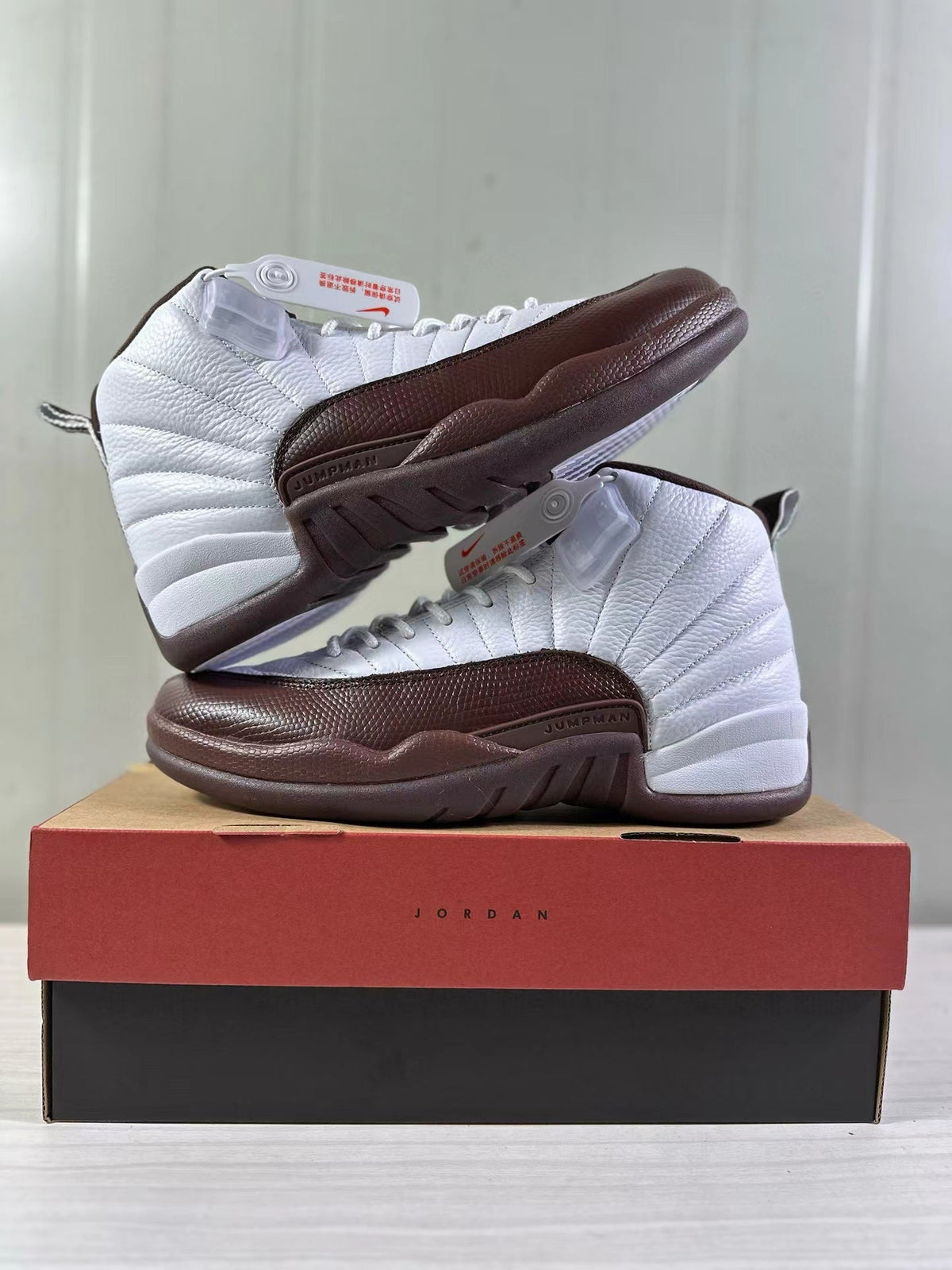 Air Jordan 12 Retro White Brown FZ5026-100 Sneakers - product image from the listing.