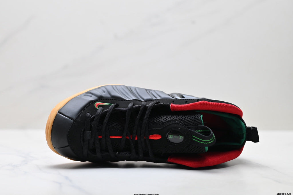 Nike Air Foamposite One Sneakers in Black Red Gum - product image from the listing.