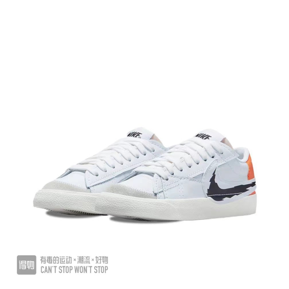 Nike Blazer Low 07 Sneakers in White Orange Black - product image from the listing.