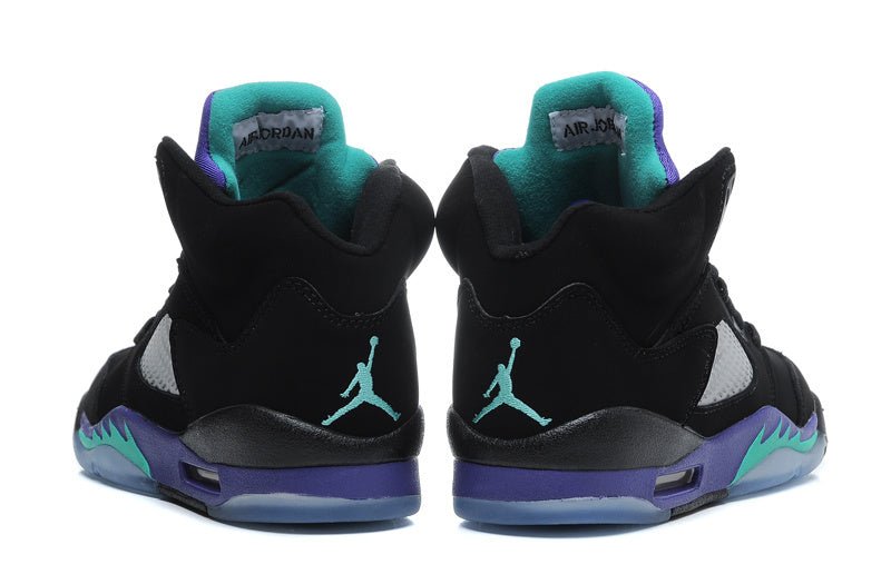 Air Jordan 5 Black Purple High-Top Sneakers 440892-007 - product image from the listing.