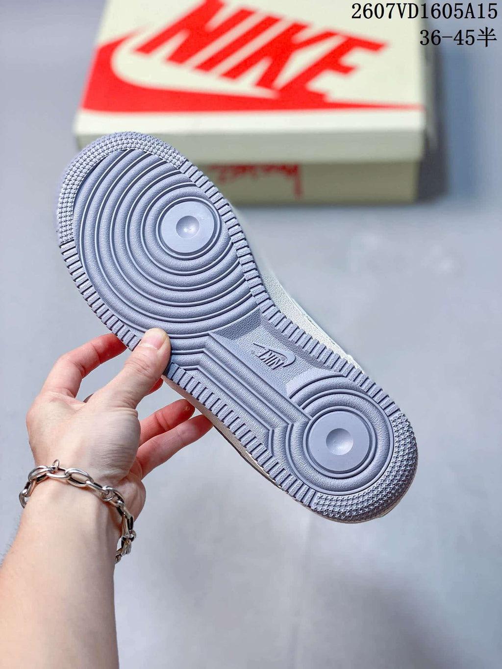 Nike Air Force 1 Grey White Patterned Trainers 2607VD1605A15 - product image from the listing.