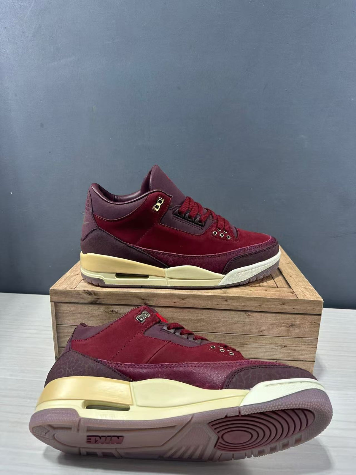 Air Jordan 3 Retro OG Burgundy Sneakers IO7744-600 - product image from the listing.