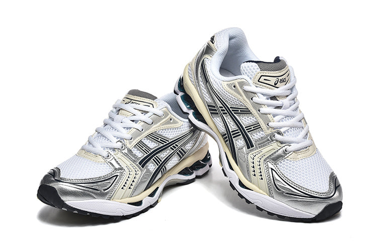 ASICS GEL-Kayano 14 Sneakers in White Silver Black - product image from the listing.