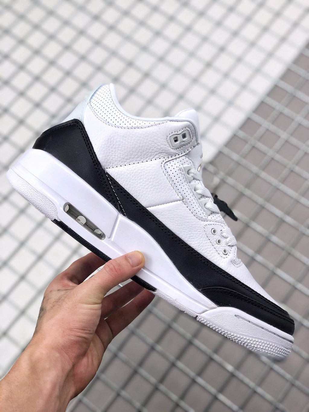 Fragment x Air Jordan 3 Sneakers in White Black - product image from the listing.