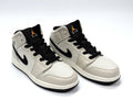 Light Smoke Grey and Black Jordan 1 Retro High OG Sneakers - product image from the listing.
