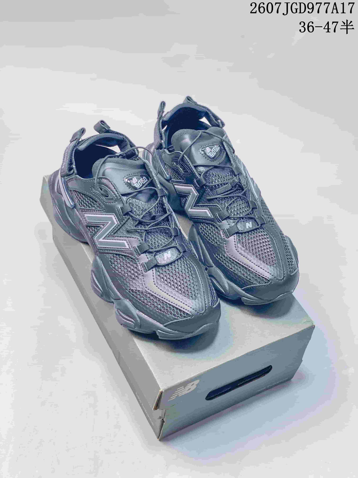 New Balance 9060 Mule Trainers Black Gray Style 2607JGD977A17 - product image from the listing.
