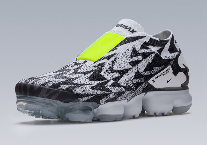 Nike Air VaporMax Moc 2 Acronym in Black White Volt AQ0996-001 - product image from the listing.
