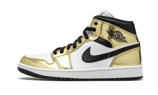 Jordan 1 Mid in Metallic Gold - product image from the listing.