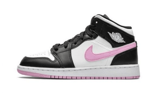 Jordan 1 Mid White Black Light Arctic in Pink - product image from the listing.