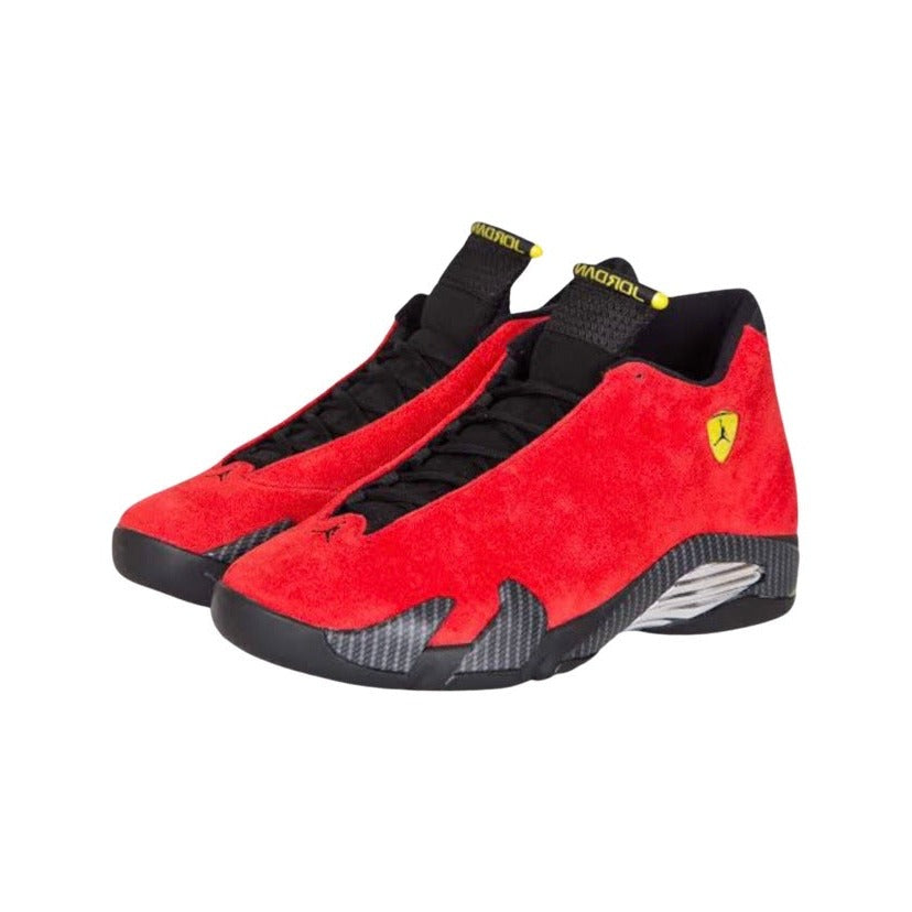 Jordan 14 Ferari in Red - product photo shown in the listing for this item.